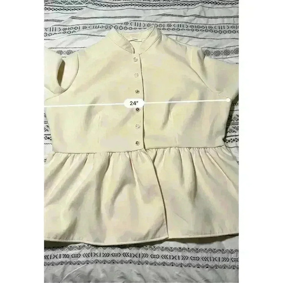 Yitemei Women's 2XL White Peplum Overcoat Stand Collar Ruffle Hem - Picture 10 of 12